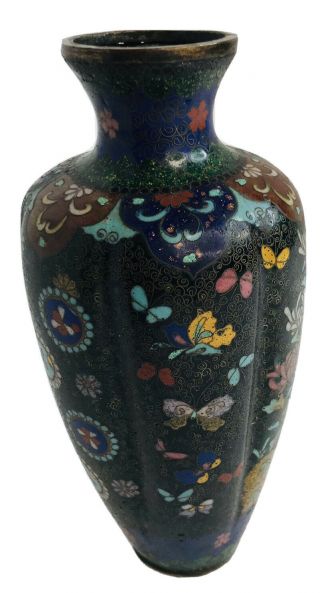 Antique Japanese Meiji Cloisonne 7.  5” Vase Look