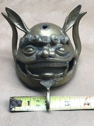Antique Rare 4 " Chinese Brass Foo Dog Incense Burner - Lid Part For Repair Pug