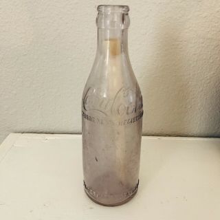 Rare Straight Side Coca Cola “coke” Bottle Early 1900’s Amethyst