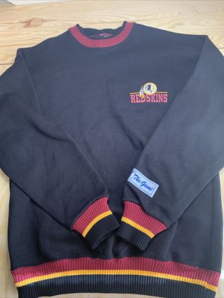 Vintage Washington Redskins 1990’s The Game Black Sweater Rare Mens L Nfl