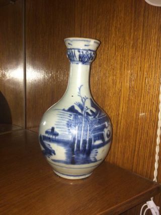 Antique Rare 18th Blue And White Porcelain Chinese Vase Cobalt Blue Hand Paint