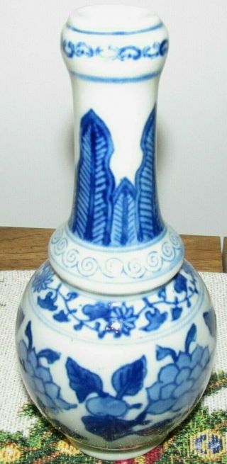 Antique Chinese Porcelain Blue And White Bottle Lotus Flower Asian Vase China