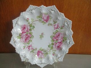 Antique Mz Austria Porcelain China Rose Flower Plate