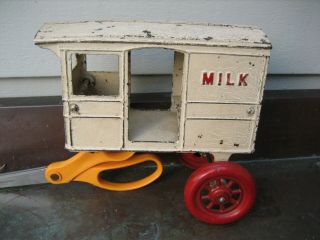 Antique Kenton Cast Iron Horse - Drawn Milk Wagon / No Horses / Vg,