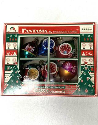 Set Of 6 - Christopher Radko Fantasia Classic Shimmer Ornaments Htf 01 - 1095 Rare