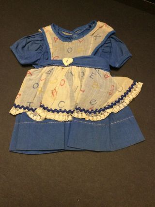 Vintage Baby Doll Dress Toni Shirley Temple Sweet Sue Terri Lee Blue Abc’s