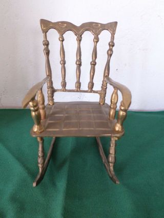 Vintage Solid Brass Rocking Chair Doll,  Teddy,  Christmas Size: 6 - 3/8 " H 3” W