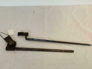 Rare U.  S.  Civil War Era Antique 1855 Socket Bayonet & Us Marked Scabbard