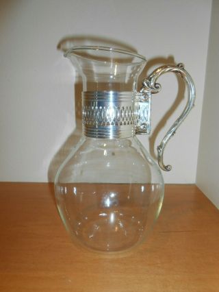 Vintage Silver Plated & Glass Coffee Carafe Pot With Corning Glass