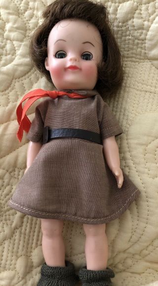 Vintage 1965 Effanbee Doll Brownie Girl Scout 8 " With Uniform - Sleepy Eyes