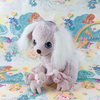 Playskool Hasbro 2005 Puppy Surprise Pink Stuffed Plush Dog With 3 Babies