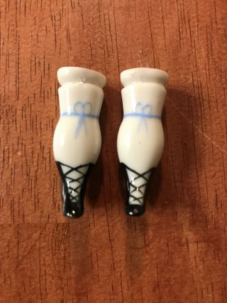 Vintage Porcelain Bisque Boudoir Doll Legs 1 1/2” Heel Shoe Parts Restore Repair