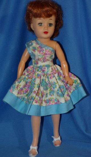 Vintage Little Miss Revlon Nancy Ann Vogue Jill Lilac Blue Floral Party Dress