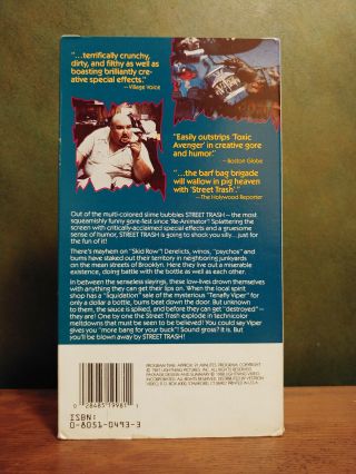 Street Trash VHS Lightning Video Rare Cult Horror 1987 2