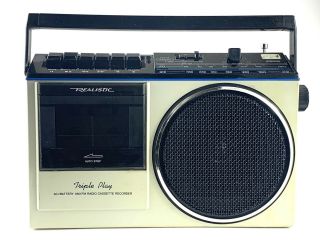 Vintage Realistic Triple Play Cassette Deck Boombox Rare Great