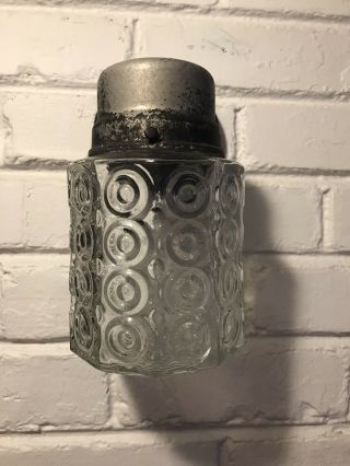 Vintage Jelly Jar Wall Mount Light With Rare Large Swirl Glass Globe