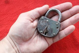 Old Antique Vintage Iron USSR SOVIET Padlock Lock with Key 1940 - 50 2