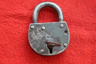Old Antique Vintage Iron USSR SOVIET Padlock Lock with Key 1940 - 50 3