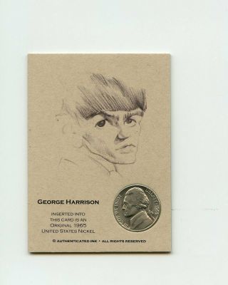 George Harrison Beatles 1965 Nickel Insert Thick Trade Card Rare