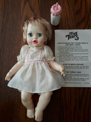 Vintage 1982 Ideal Tiny Tears Doll Very 12 " Tall With Bottle