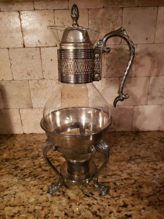 Vintage Wm.  Rogers Silver Plated Coffee Tea Pot Carafe Warmer Server