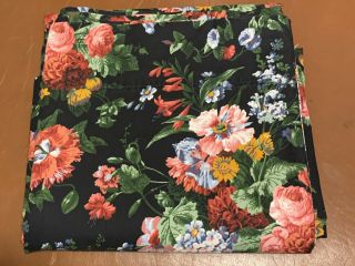 Rare Ralph Lauren Cossette Isadora Black Floral King Flat Sheet Roses Htf