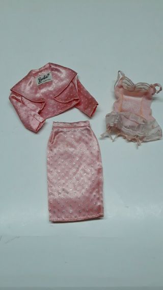 26/1 Vintage Barbie Pink Satin Glitter Fashion Pak Bolero Skirt 1963