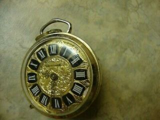 Vintage Gold Tone Heritage Rare Pendant Pocket Watch Swiss Made
