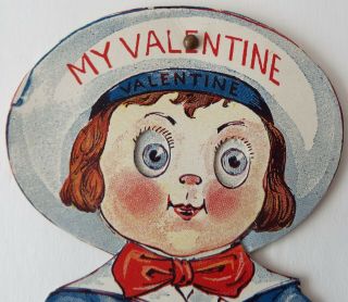 Buster Brown & Tige Google Eye Valentine Card Antique Googly Motion Die Cut 2