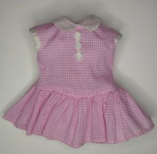 Vintage Terri Lee Doll Clothes Dress Pink And White Check Gingham Drop Waist