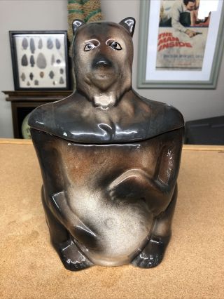 Antique Vintage Mccoy Bear Cookie Jar 1940’s Very Rare Bear 12 " Tall,  7.  5” Wide