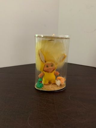 Vintage 1960s Dam Easter Bunny Troll In Tube With Duck And And Chick