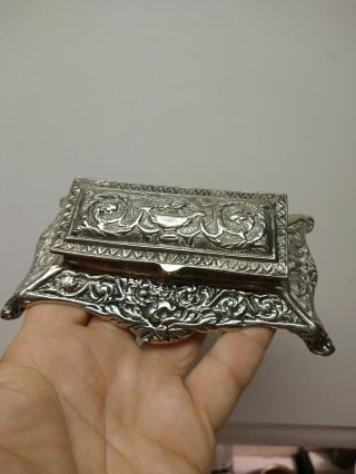 Antique Silver Plate Pill Box Or Ring Holder