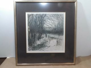 Incredible Large Framed Vintage Etching Numbered And Hand Signed,  Colored