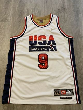 Nike Michael Jordan 9 1992 Dream Team Usa Jersey Olympics White Men’s Xl Rare