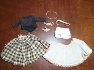 Vintage 1950s Jill Doll Outfit Vogue Checked Skirt & Shirt Necklace Underwear