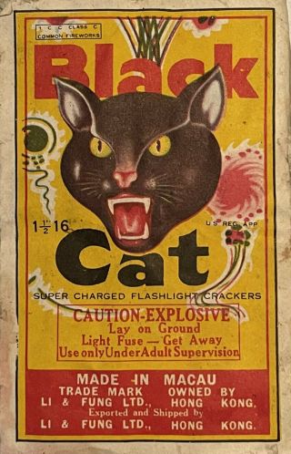 Vintage Firecracker Pack Label Black Cat Brand 16 Count