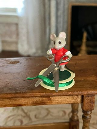 Reserved For Kathy Hand Painted Resin Tiny Mouse Sewing Room Decor