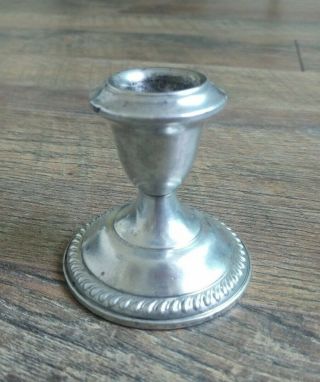 Vintage Silver Sterling Weighted Candlestick Holder 3 " Diameter Base By 3 " High