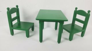 Vintage Epoch Sylvanian Families Calico Critters 1985 2 " Green Table & 2 Chairs