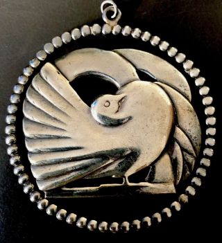 Antique Art Deco Sterling Silver Dove Pendant Mclelland Barclay Late 1930s Rare