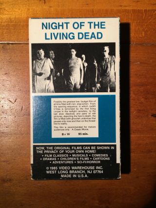 Night Of The Living Dead VHS Video Warehouse Vintage Rare 2