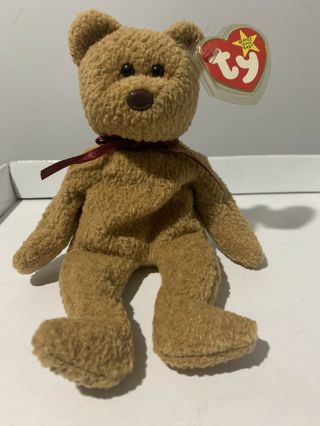 Ty Rare Beanie Baby Curly Bear With Tag Errors