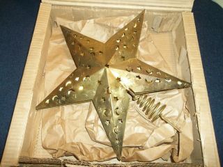 Rare Lillian Vernon Vintage Brass Star Christmas Tree Topper W/original Box