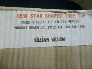 Rare Lillian Vernon Vintage Brass Star Christmas Tree Topper W/Original Box 2
