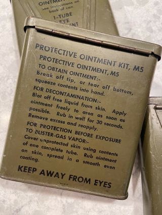 RARE WWII Vintage US Military M5 Protective Ointment Tins 3