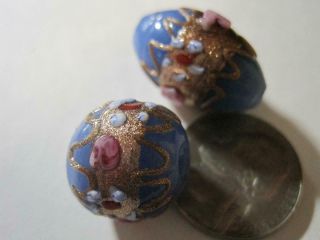 12 antique vintage Murano glass Wedding Cake beads Robins Egg blue handmade 3