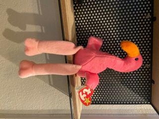 Ty 1995 Pinky The Pink Flamingo Beanie Baby - With Tag Rare Collectible