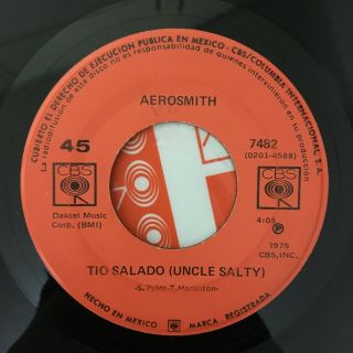 Aerosmith Dulce EmociÓn/tÍo Salado Ultra Rare 7” Mexico Cbs 1975 Hard Rock 45rpm