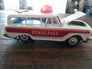 Rare Vintage Tin Toy Friction Ambulance Car 1960 